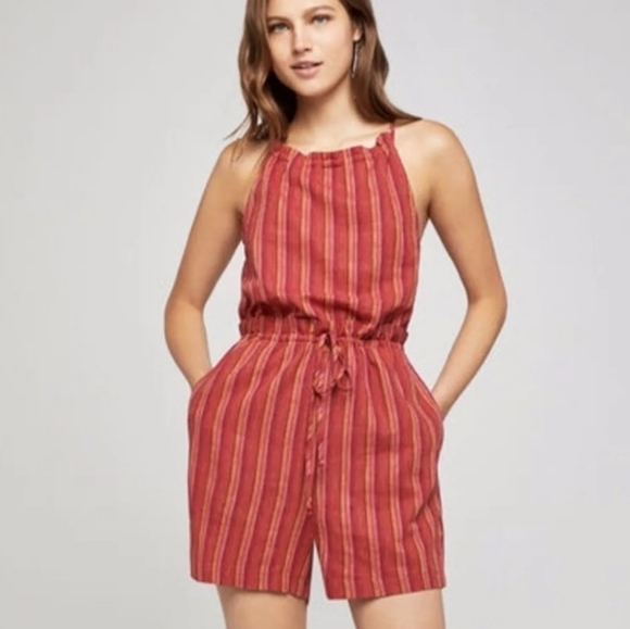 NWT BCBGeneration Striped Shorts Romper Linen Blend - Picture 7 of 7
